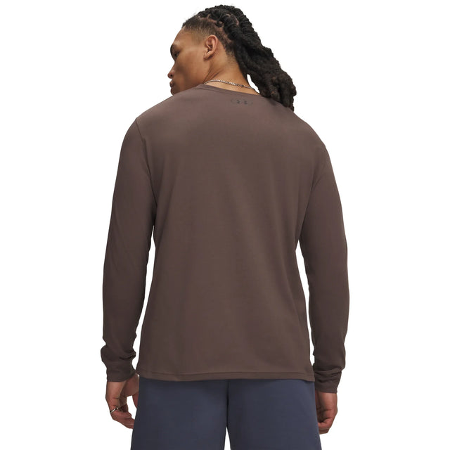 UA haut à manches longues avec logo à gauche pour homme Peppercorn / Noir - dos