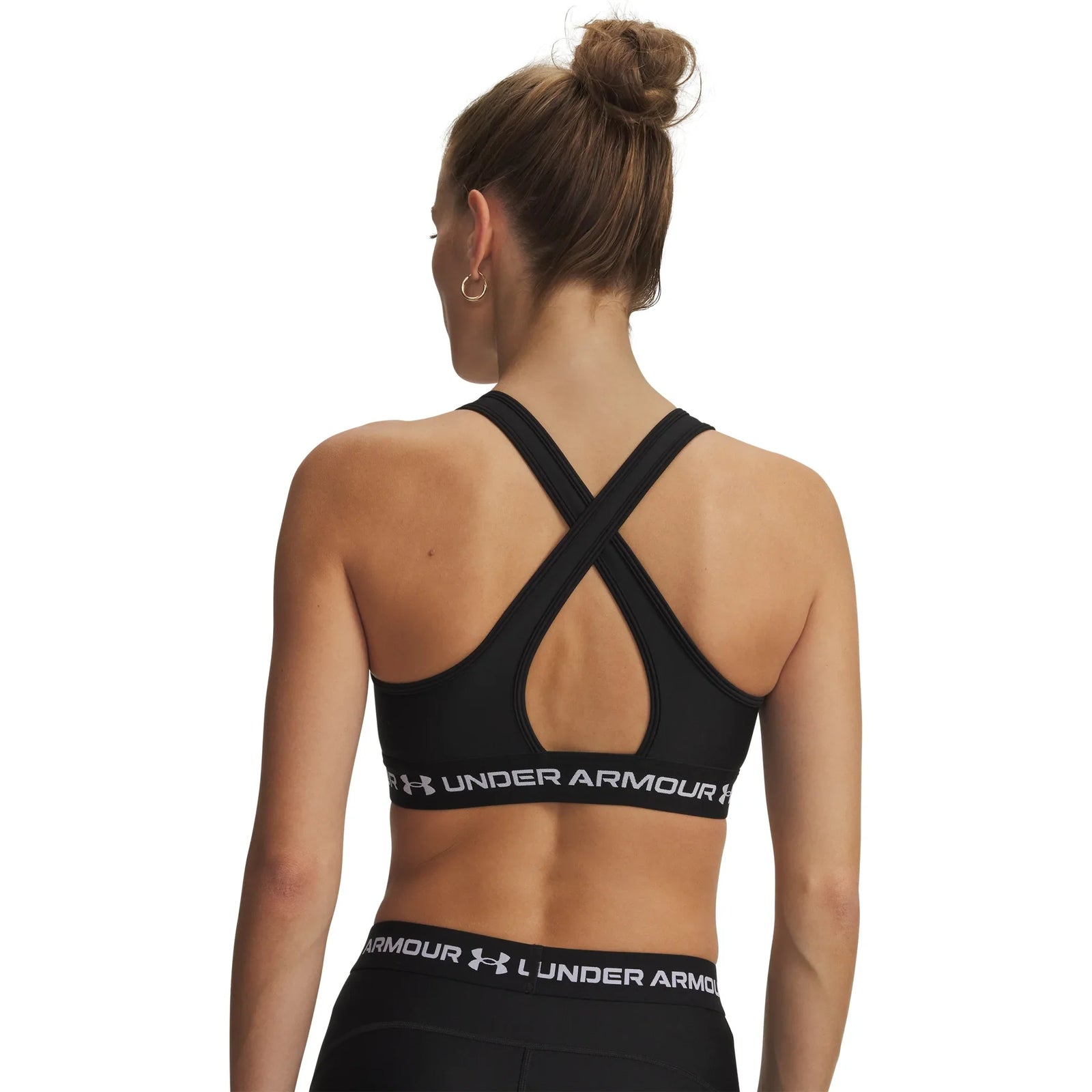 UA Crossback Mid women's sports bra Ultimate Black / White - back