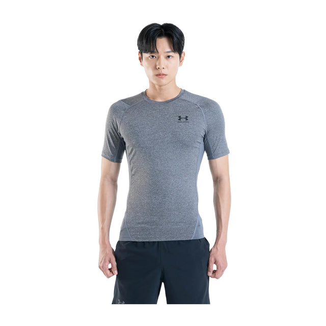 UA HeatGear Armour t-shirt de compression à manches courtes pour homme Carbon Heather / Noir