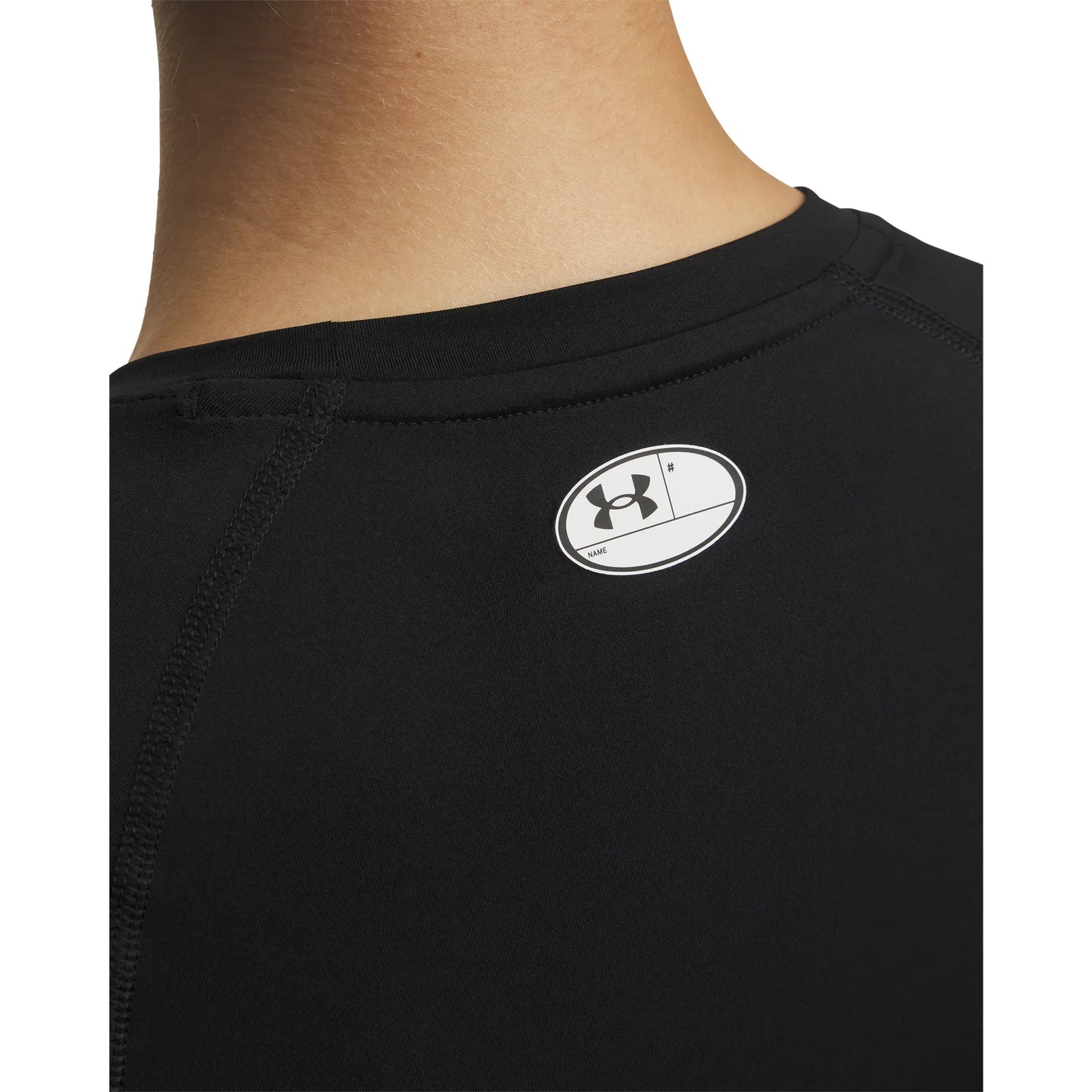 UA HeatGear Armour women's long sleeve compression top Ultimate Black / White - detail