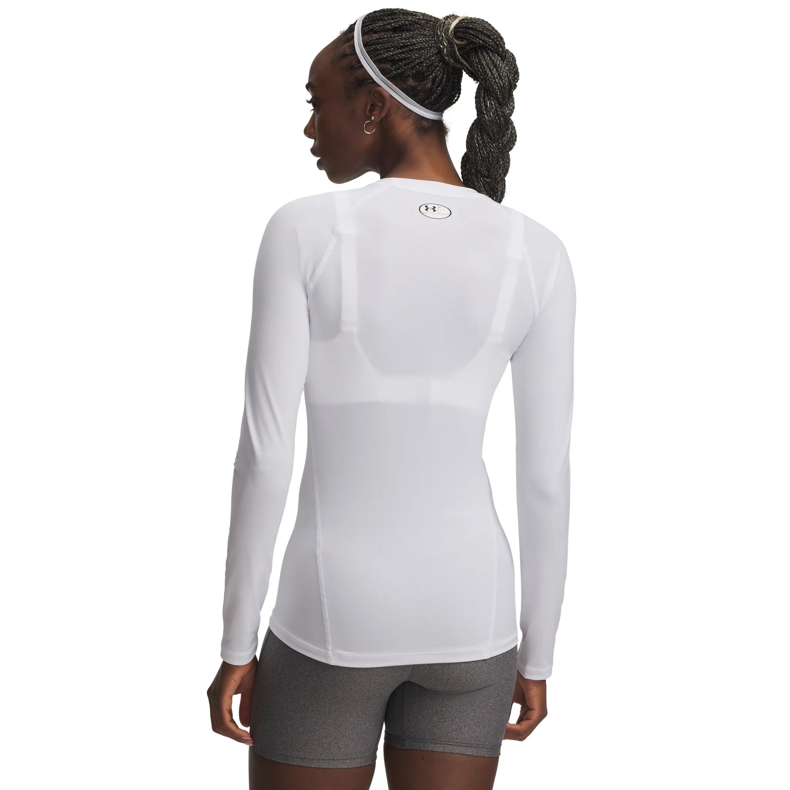 UA HeatGear Armour women's long sleeve compression top White / Halo Gray - back
