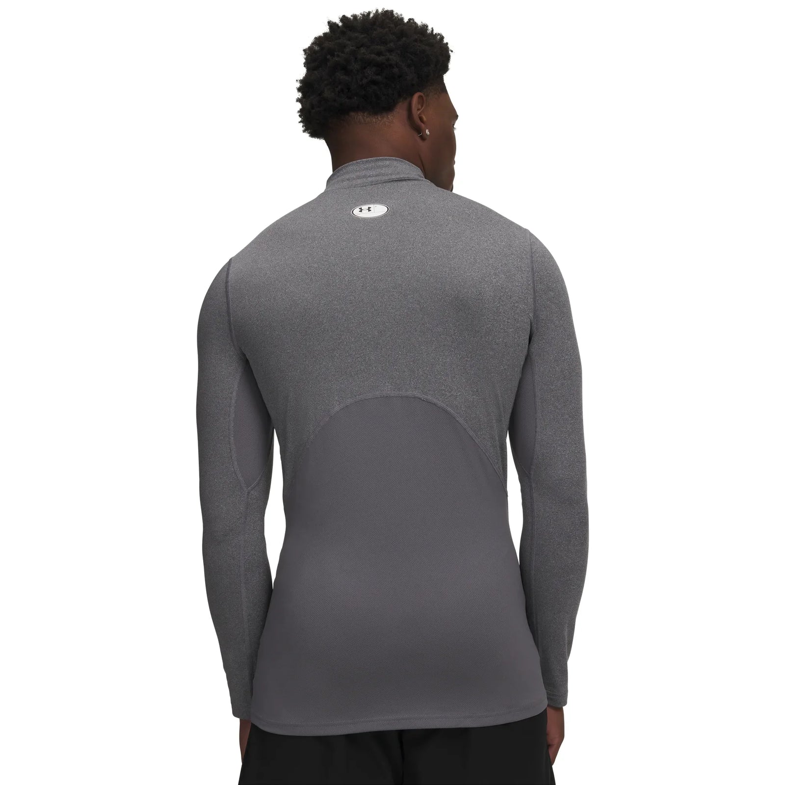 UA ColdGear chandail de compression à col montant et manches longues pour homme Charcoal Light Heather / Noir - dos