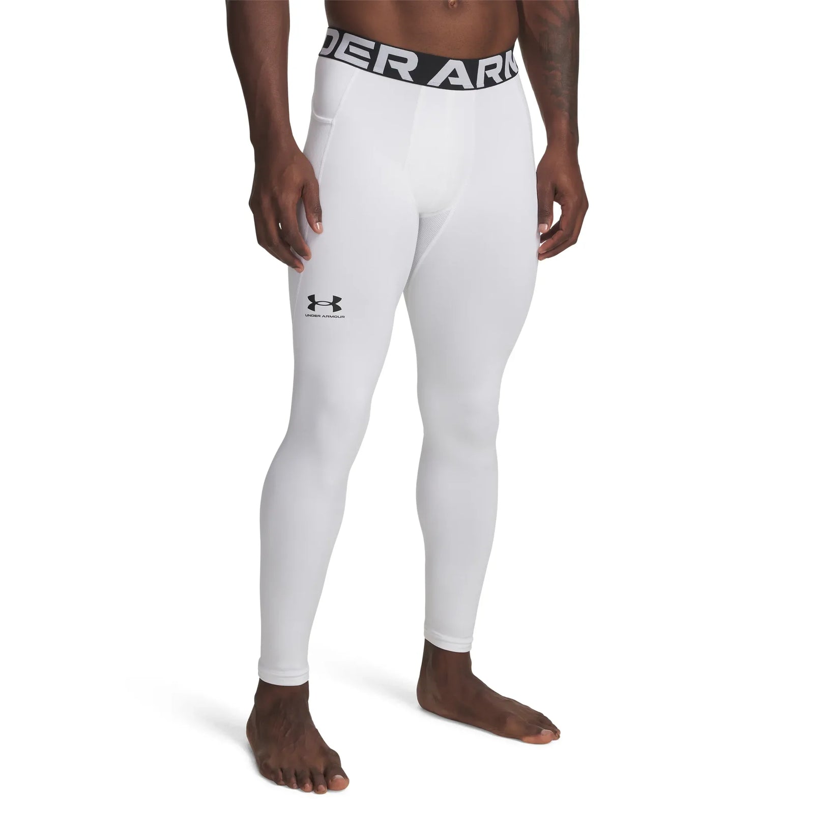 UA ColdGear men's compression leggings White / Black