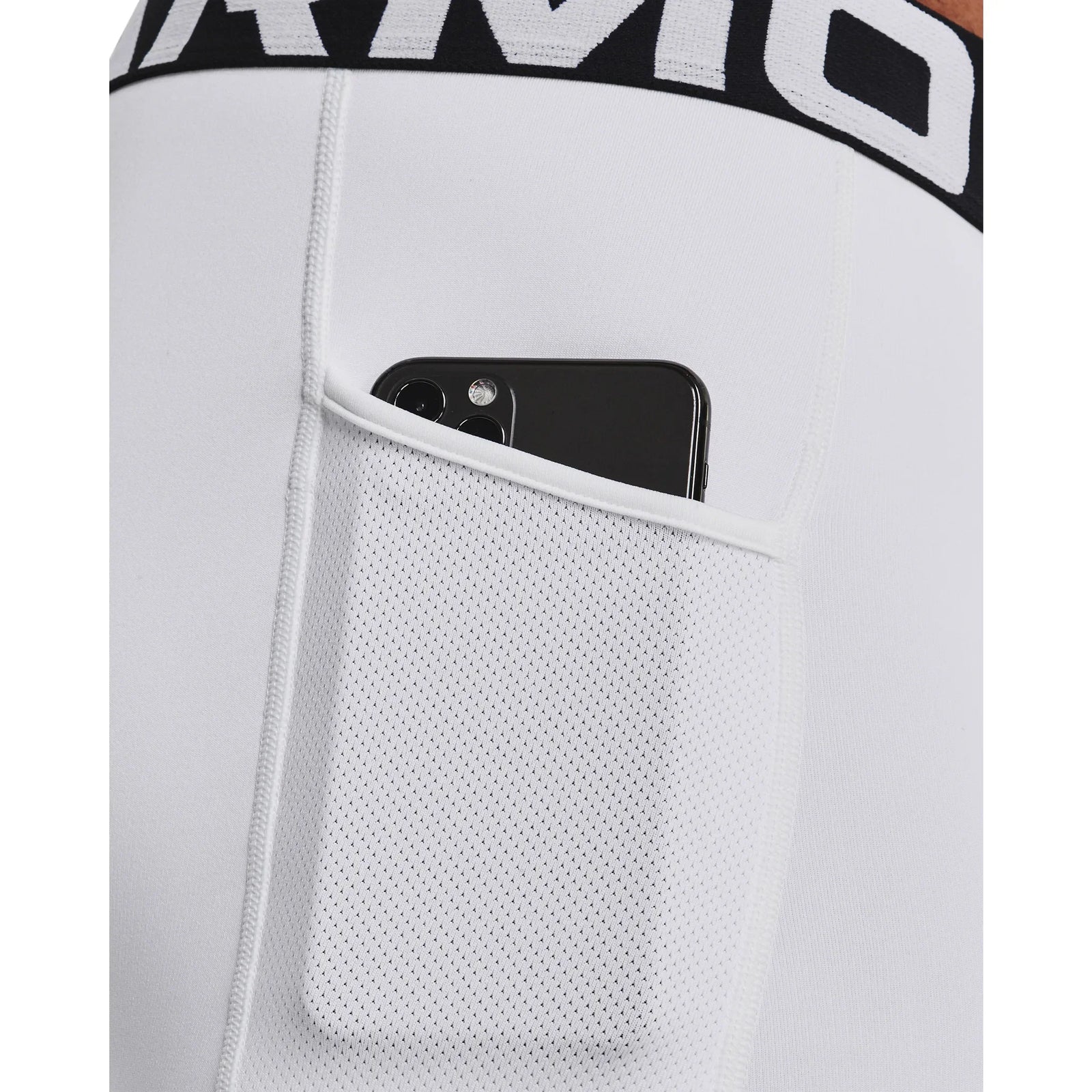 UA ColdGear men's compression leggings White / Black - detail