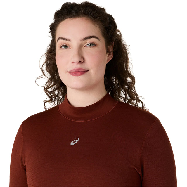 Chandail à manches longues sans coutures ASICS Road Winter Singed Red pour femme