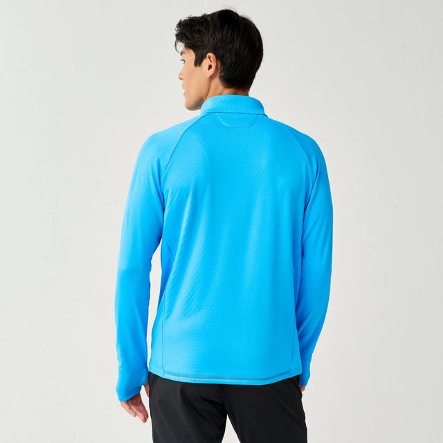 Brooks Momentum Thermal half-zip running top for men – Cyber Blue (back view)