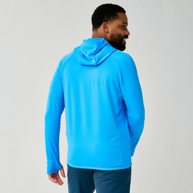Brooks Momentum Thermal running hoodie for men – Cyber Blue (back view)