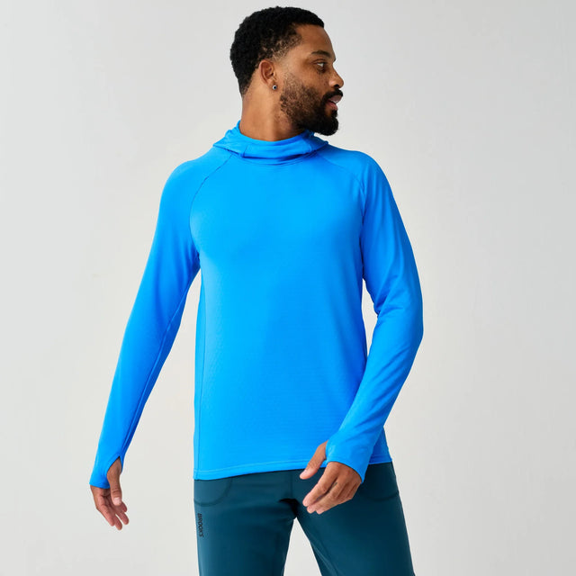 Brooks Momentum Thermal running hoodie for men – Cyber Blue (front view)