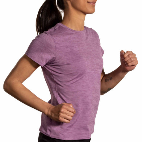 Brooks Luxe T-shirt de course à pied à manches courtes pour femme - Heather Washed Plum