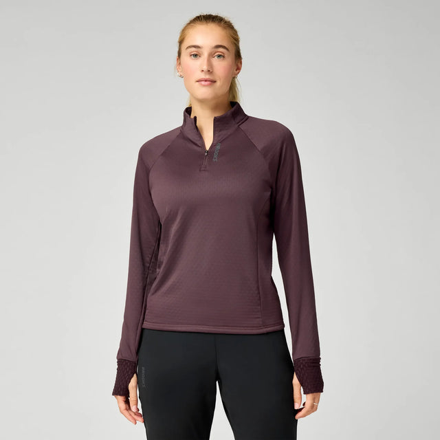 Brooks Momentum Thermal chandail 1/4 zip de course à pied pour femme – Cacao (vue avant)