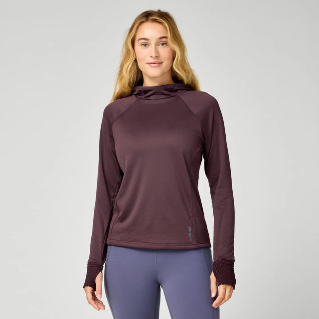 Brooks Momentum Thermal chandail à capuchon de course à pied pour femme – Cacao (vue avant)