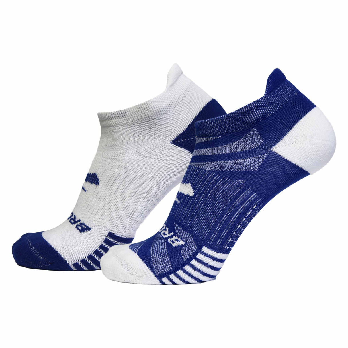 Brooks Ghost Lite No Show 2-Pack chaussettes de course à pied unisexes - Royal Blue / White et White / Royal Blue