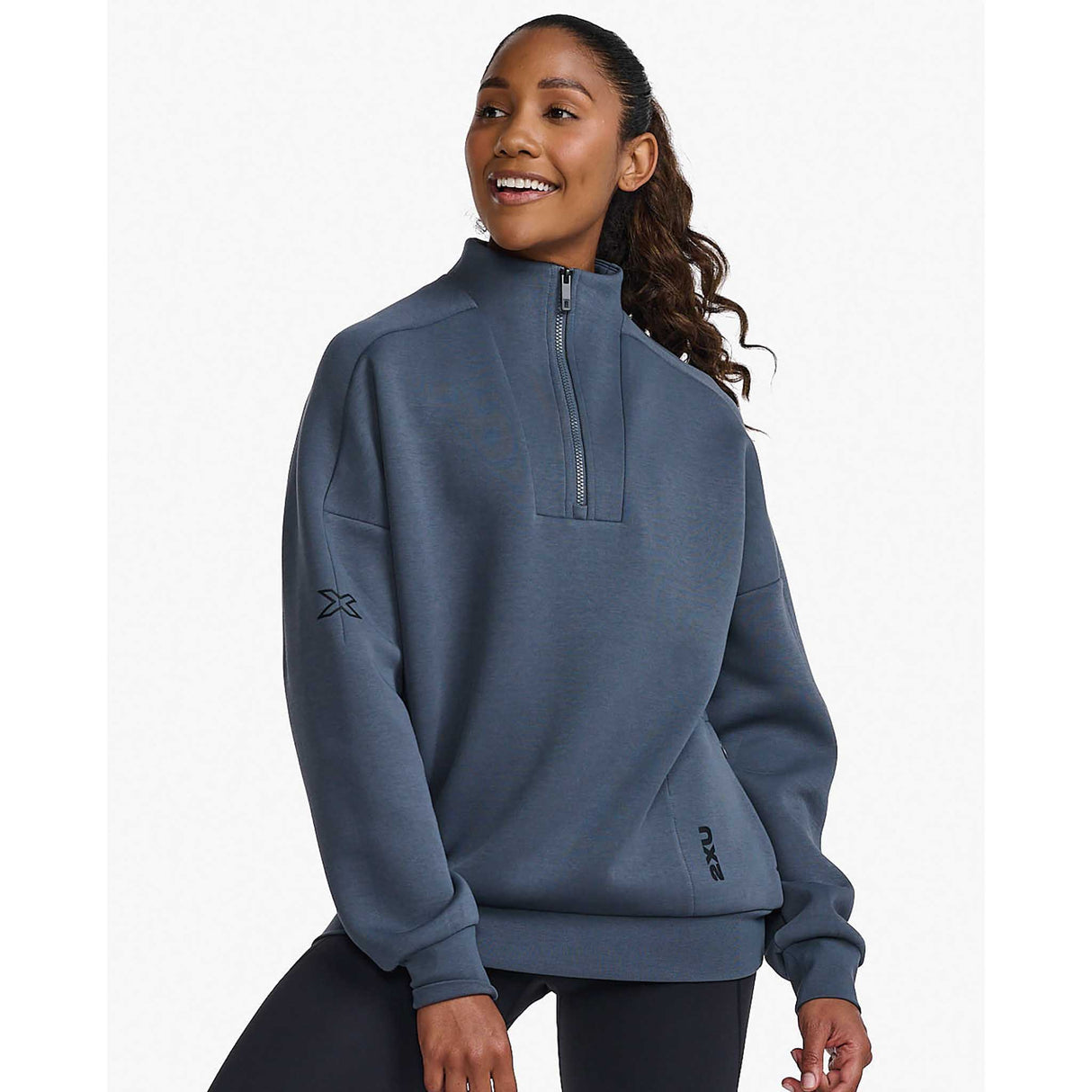 2XU Form chandail demi-zip sport pour femme - turbulence / noir