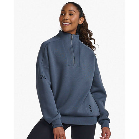2XU Form chandail demi-zip sport pour femme - turbulence / noir