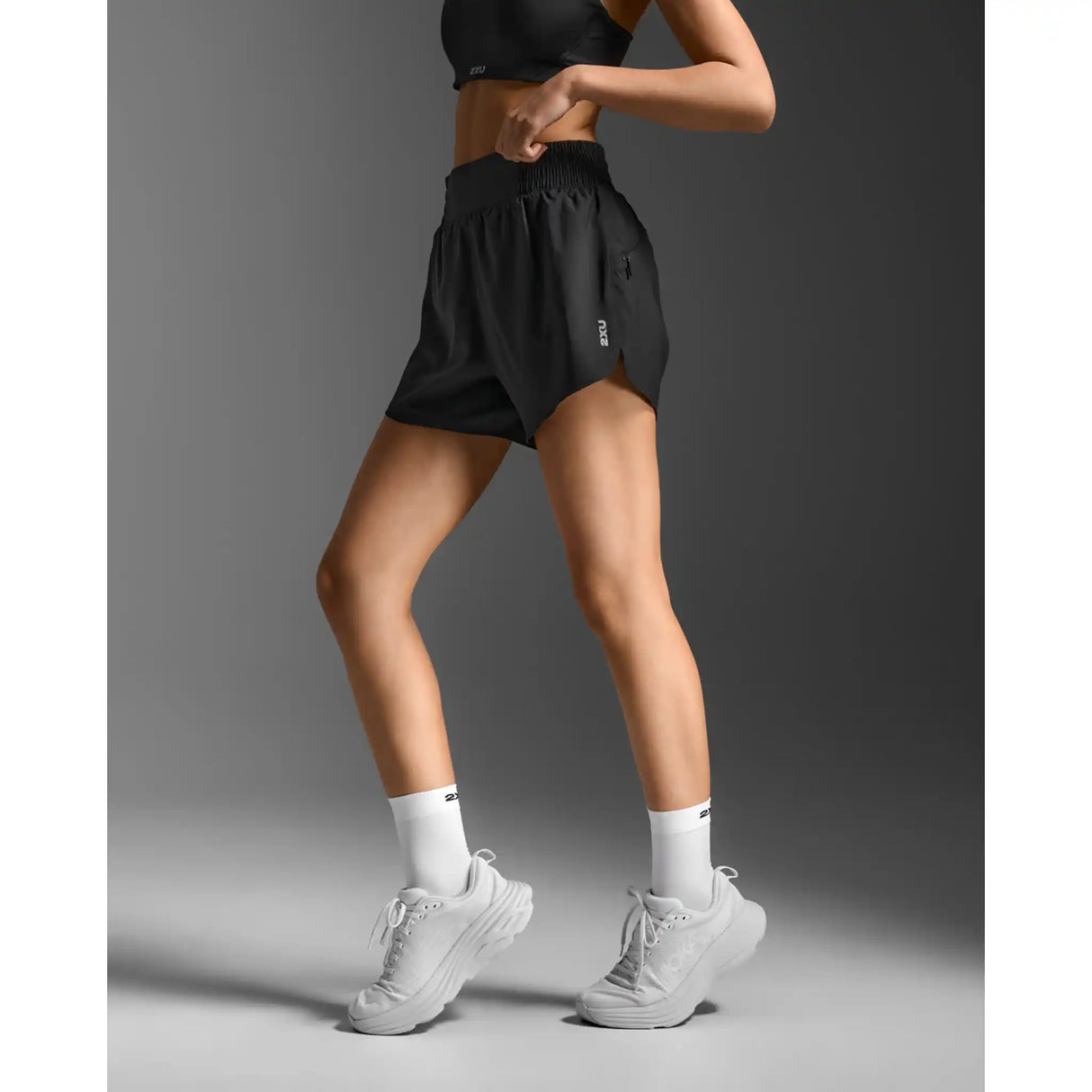 2XU Hi-Rise short 4 pouces femme - Black / Silver Reflective