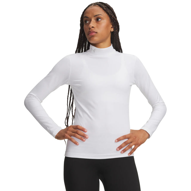 Under Armour ColdGear haut à col montant Blanc / Gris pour femme – vue avant