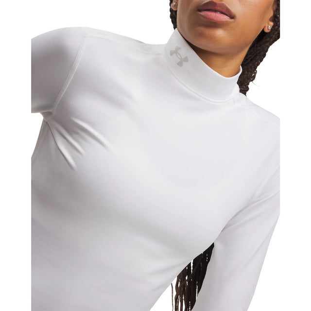 Under Armour ColdGear haut à col montant Blanc / Gris pour femme – détail logo