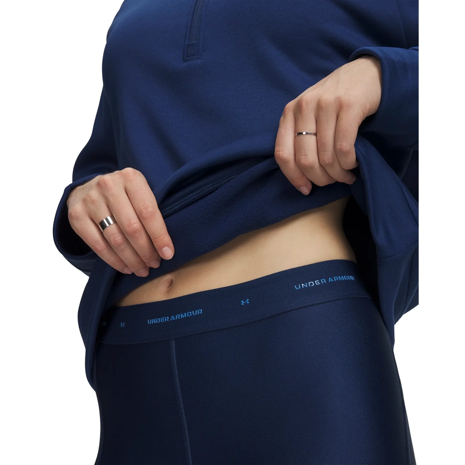 UA Armour Fleece women's 1/2 zip Blackout Navy - soft interior