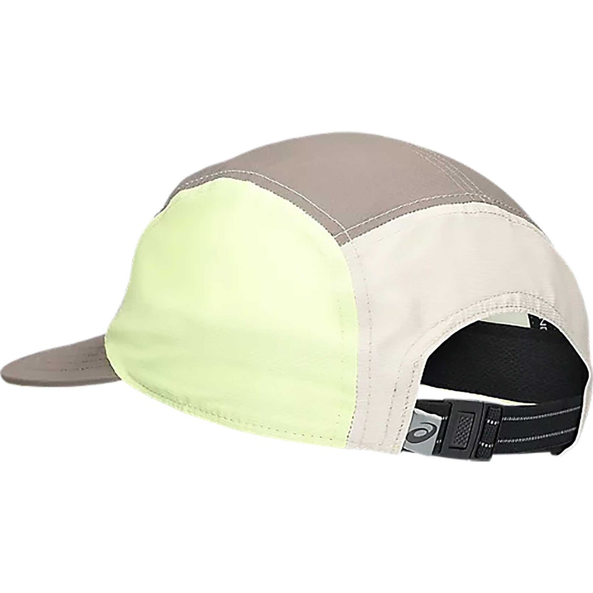ASICS casquette de course a 5 panneaux unisexe dos - Taupe Grey / Mineral Beige / Huddle Yellow