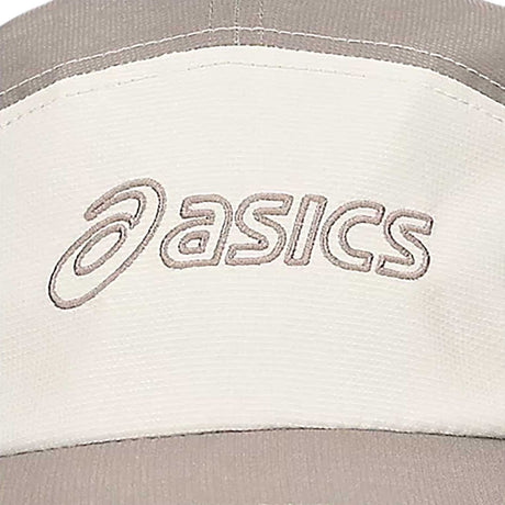 ASICS casquette de course a 5 panneaux unisexe détails- Taupe Grey / Mineral Beige / Huddle Yellow