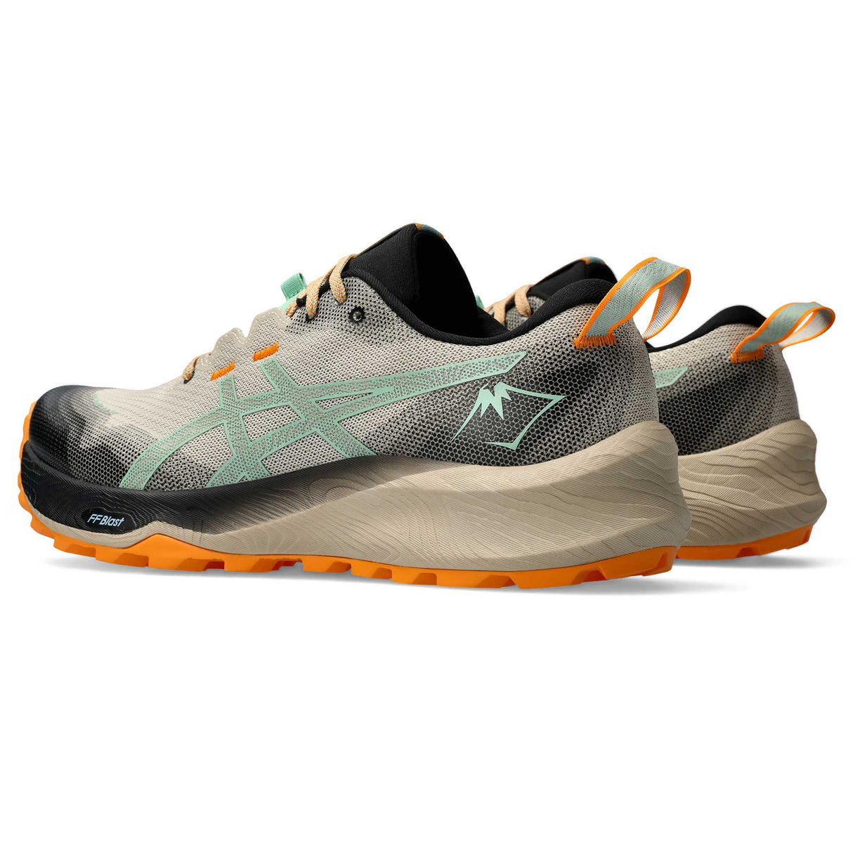 ASICS Gel-Trabuco 12 souliers de course sur sentier homme paire lateral- Feather Grey / Dark Mint
