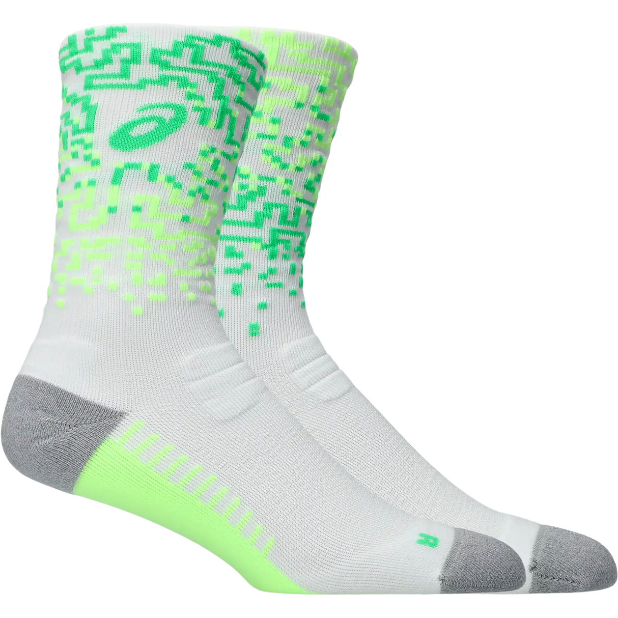 ASICS Performance Run Sock Crew chaussettes de course mi-mollet -Brillant Blanc / Illum. Vert / Vert vital