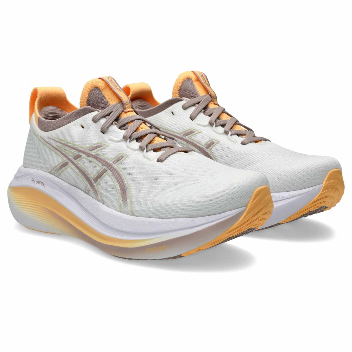 Asics Gel-Nimbus 27 Women's Running Shoes - White / Fawn