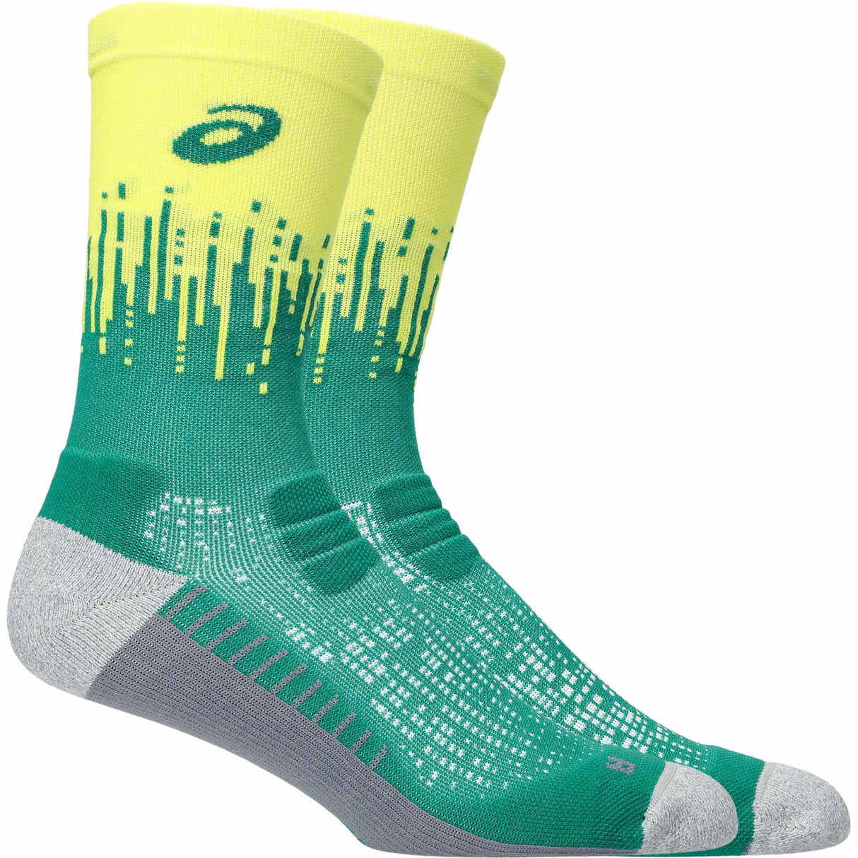 Asics Performance Run Crew Socks - Citron / Jasper Green