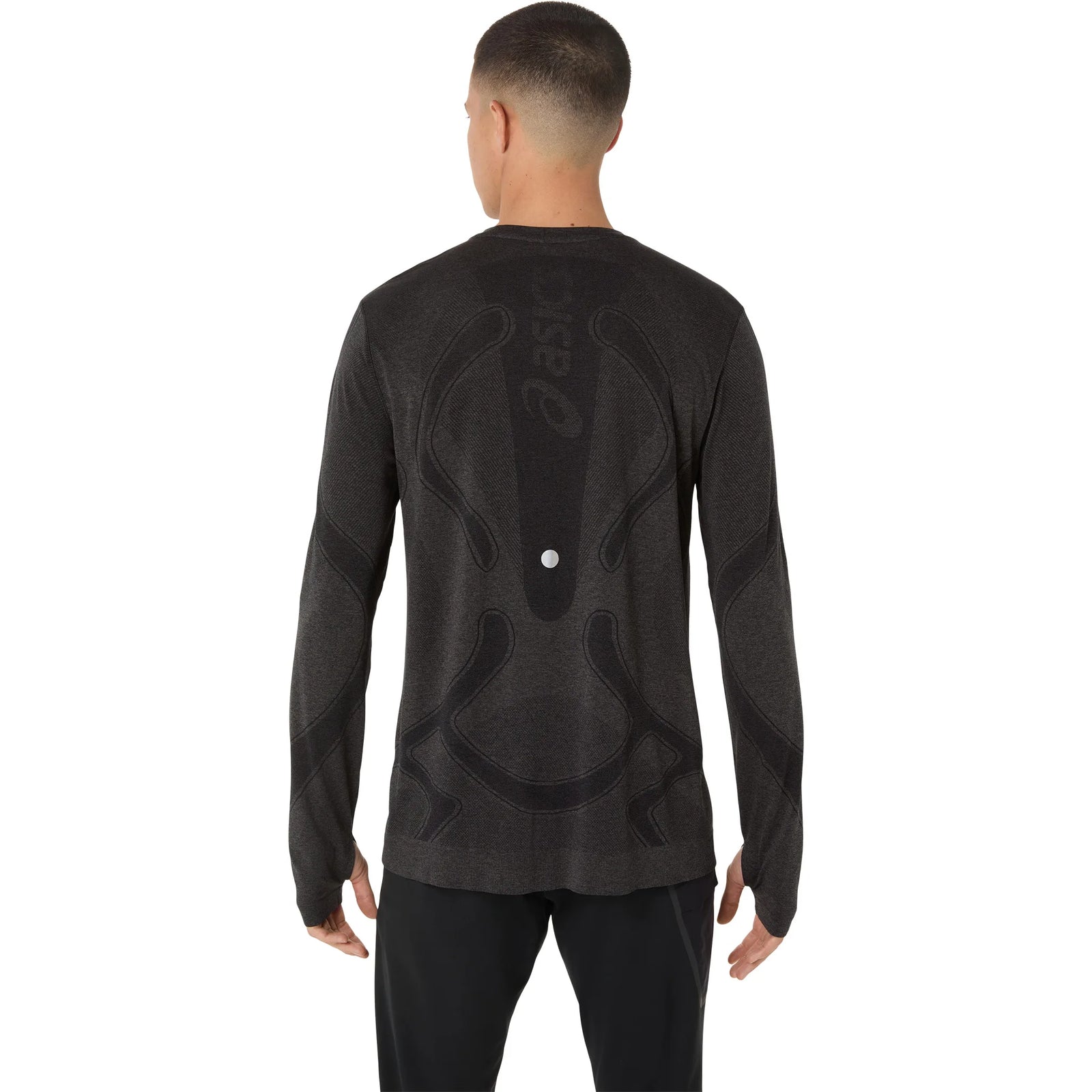 Haut de course à manches longues ASICS Road Seamless pour homme, coloris Performance Black — vue de dos