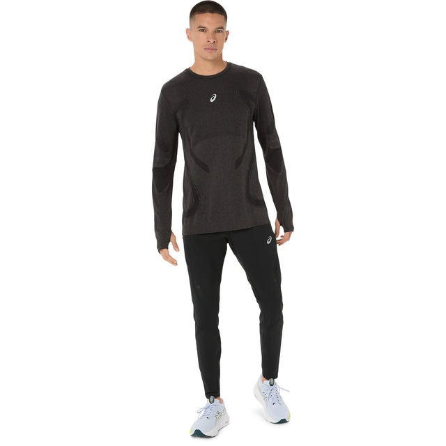 Haut de course à manches longues ASICS Road Seamless pour homme, coloris Performance Black — vue de face détaillée