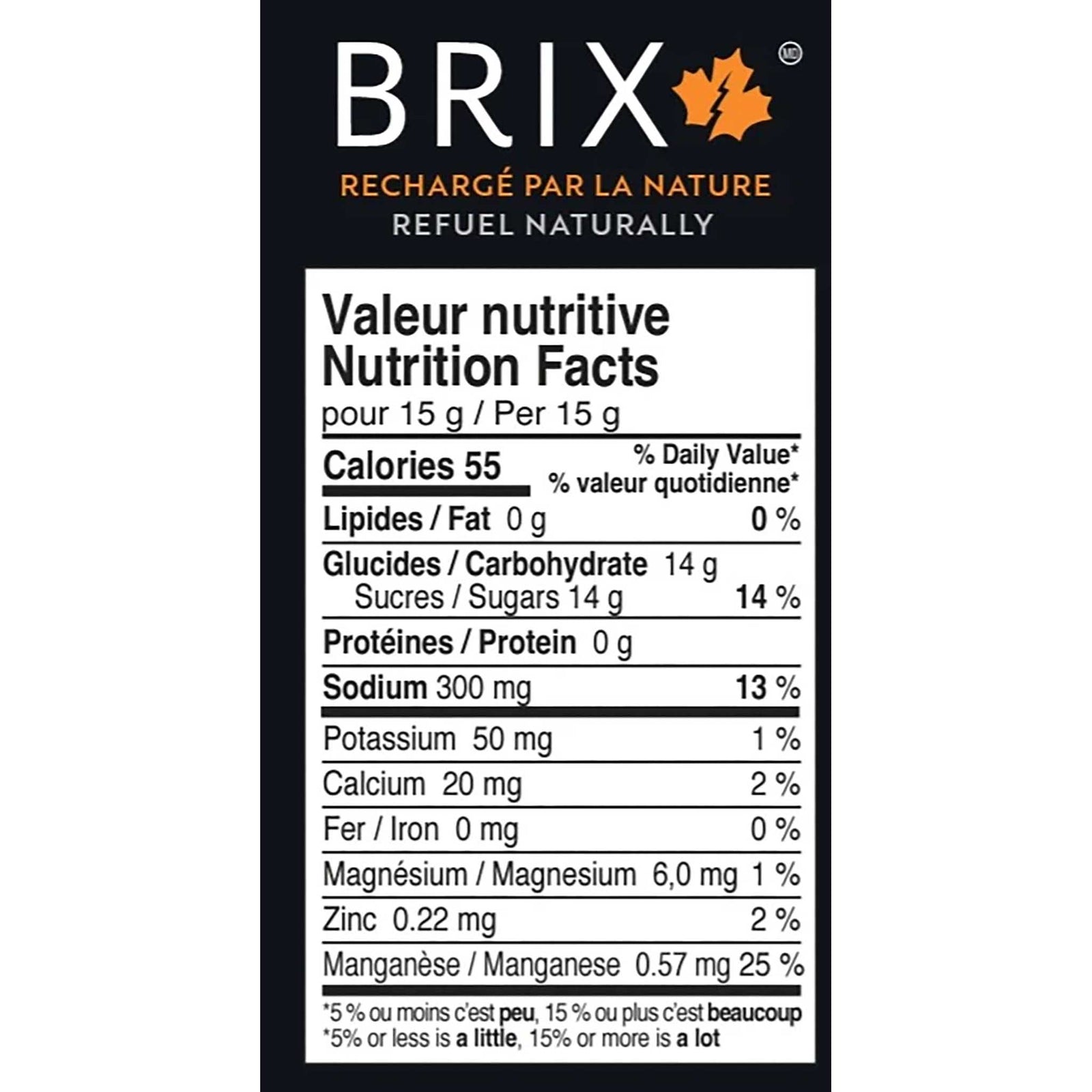 Brix Brix boissons énergétique à l'érable avec électrolytes