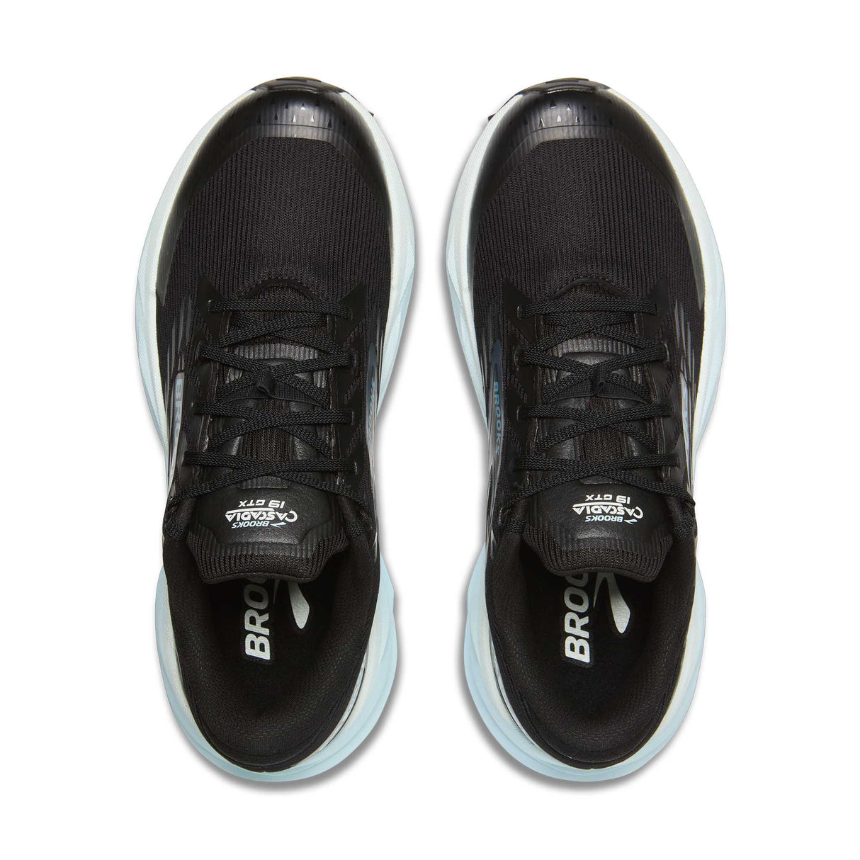 Brooks Cascadia 19 GTX chaussures de course à pied trail femme empeigne - Black / Ebony / Blue Flower