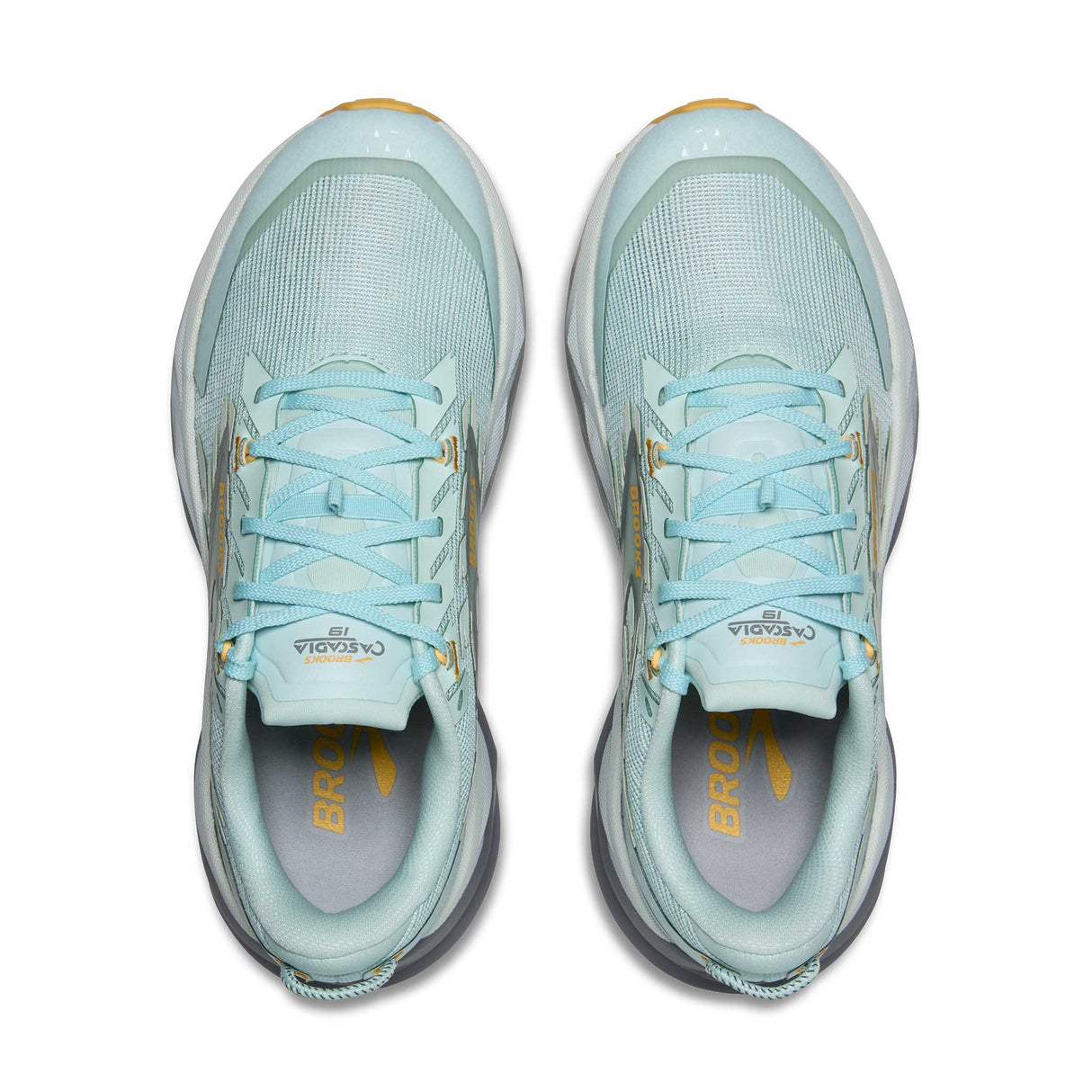 Brooks Cascadia 19 chaussures de course à pied trail femme empeigne - Clearwater / Primer Grey / Apricot