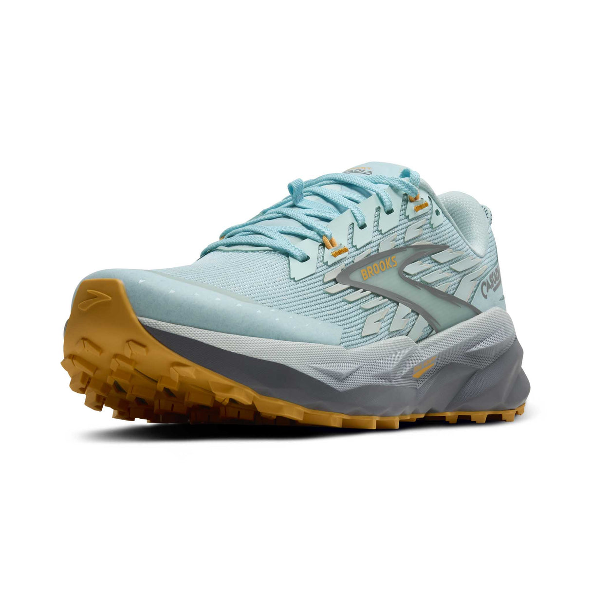Brooks Cascadia 19 chaussures de course à pied trail femme pointe - Clearwater / Primer Grey / Apricot