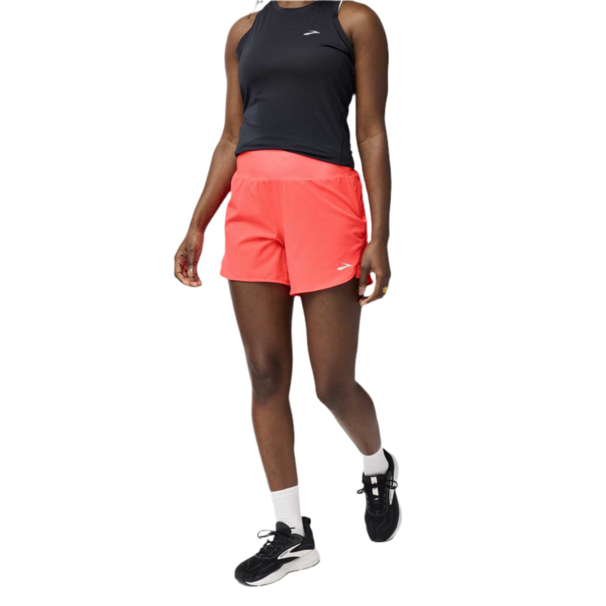 Brooks Chaser 5-inch short de course à pied 2.0 femme face - Neo Cayenne