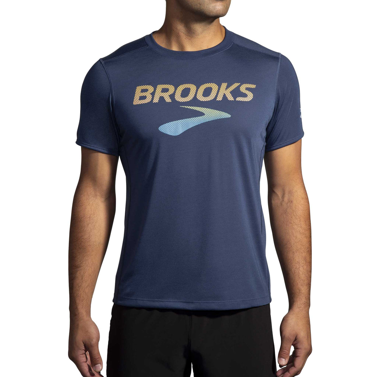 Brooks Distance t-shirt de course à pied à manches courtes 3.0 homme face- Blue Slate / BR Logo