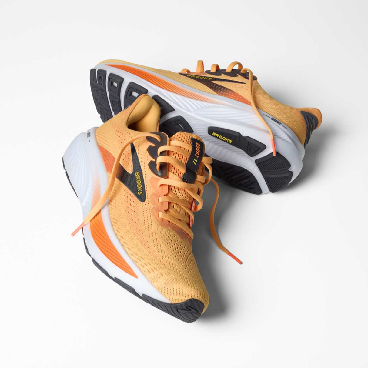 Brooks Ghost 17 chaussures de course homme paire - Blazing Orange / Yellow / Ebony