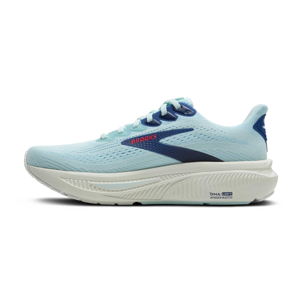 Brooks Ghost 17 chaussures de course femme paire lateral - Clearwater / Navy Peony