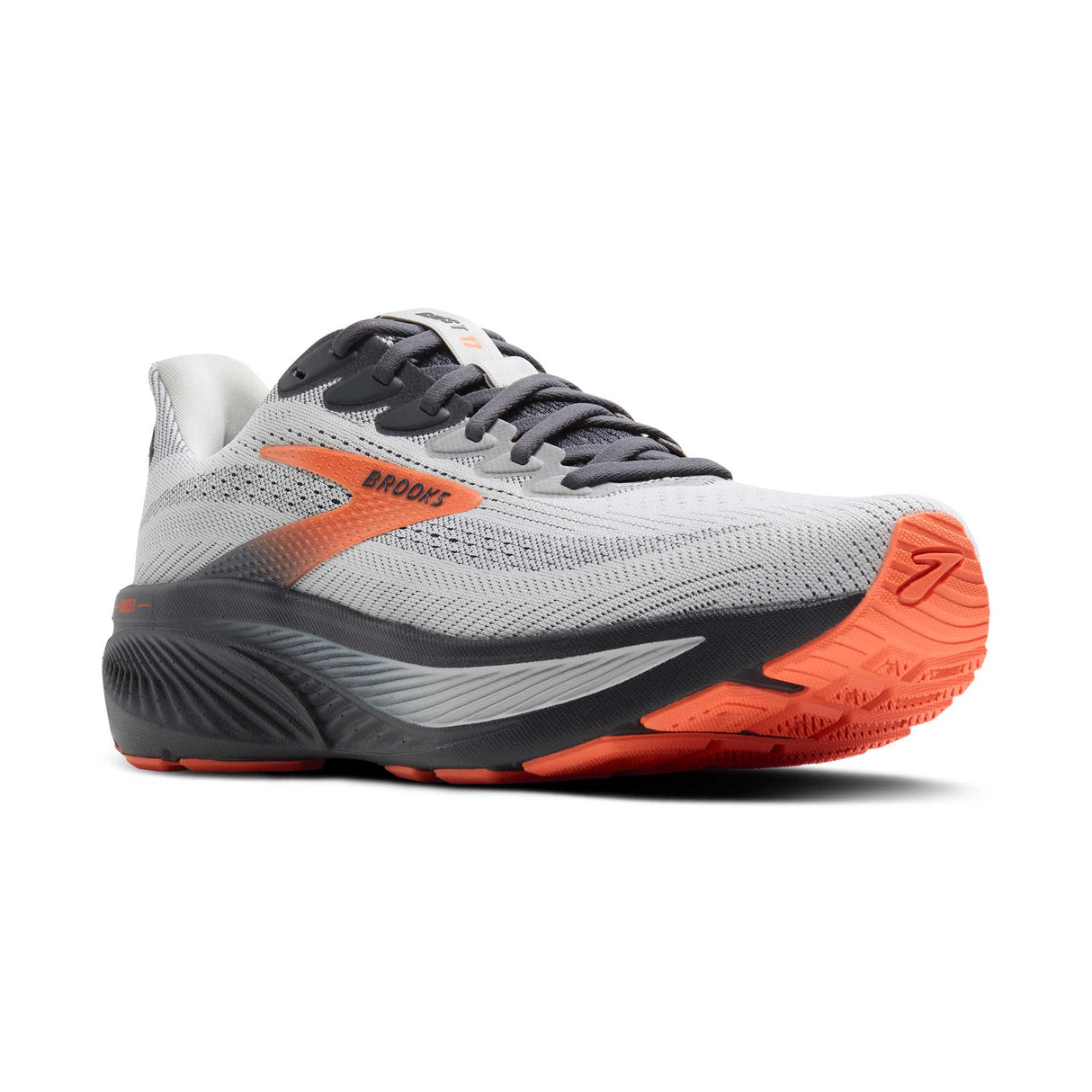 Brooks Ghost 17 chaussures de course homme pointe - Oyster Mushroom / Orange / Ebony