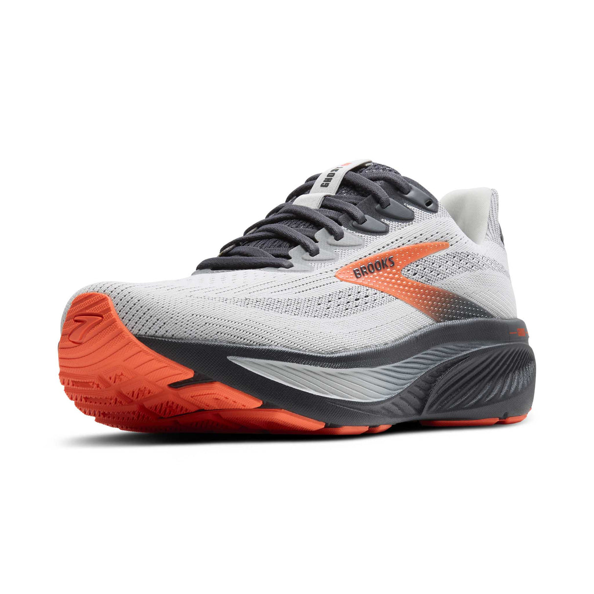 Brooks Ghost 17 chaussures de course homme pointe - Oyster Mushroom / Orange / Ebony
