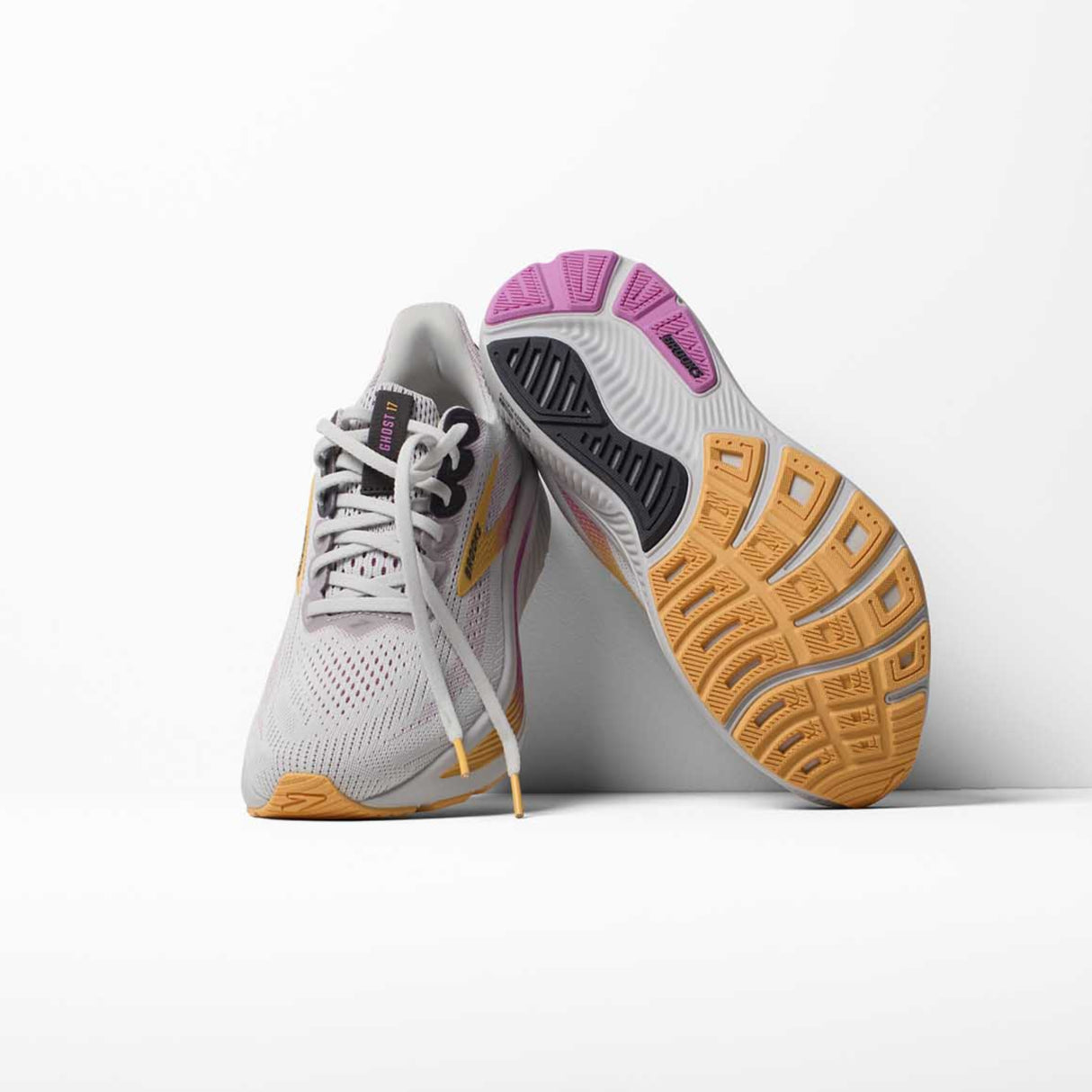 Brooks Ghost 17 chaussures de course femme paire - Oyster / Apricot / Pink