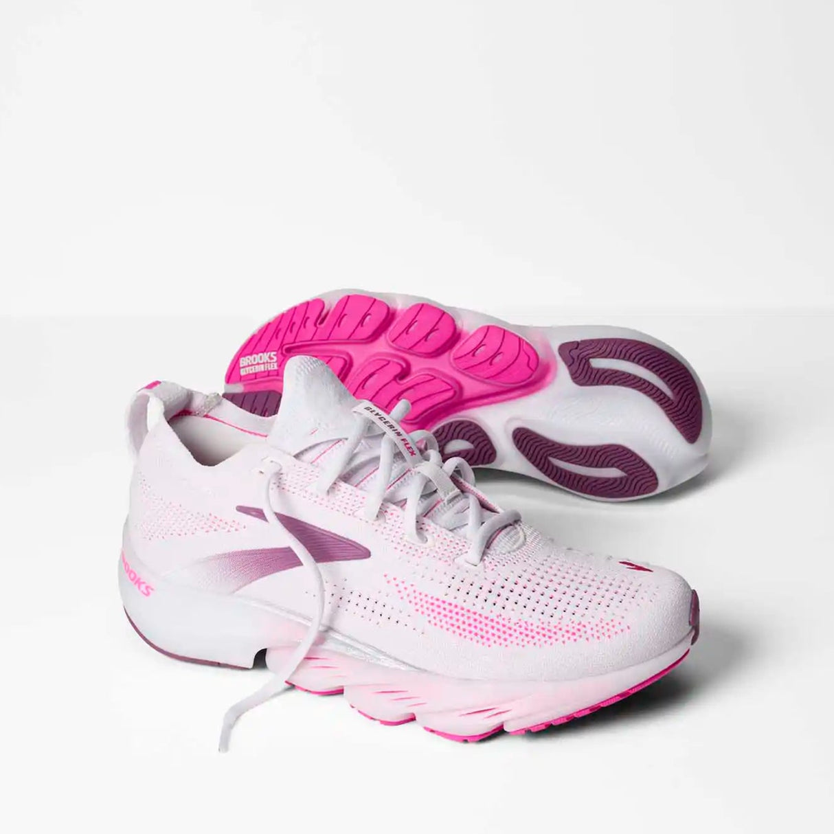 Brooks Glycerin Flex chaussures de course à pied pour femme - White / Cyber Pink / Argyle