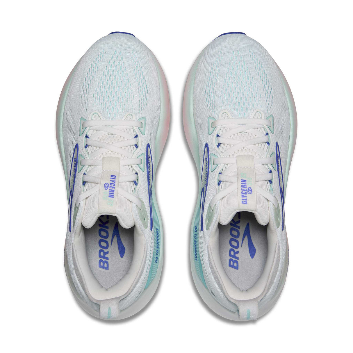 Souliers de course femme Brooks Glycerin GTS 22 empeigne - White / Limpet Shell / Amparo Blue