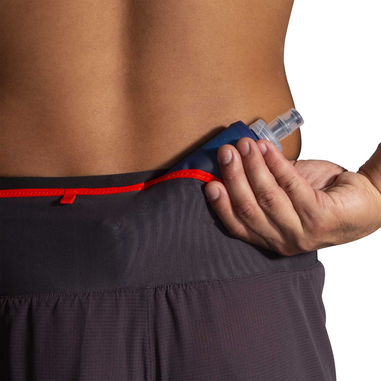 Brooks High Point short de course à pied 5 po 2-en-1 2.0 homme pochette dos- Phantom Grey / Cherry Tomato