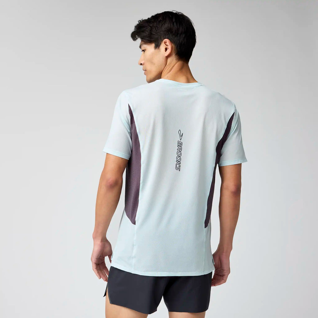 Brooks High Point Short Sleeve 2.0 T-Shirt de course à pied pour homme - Stride Blue / Dk Russet