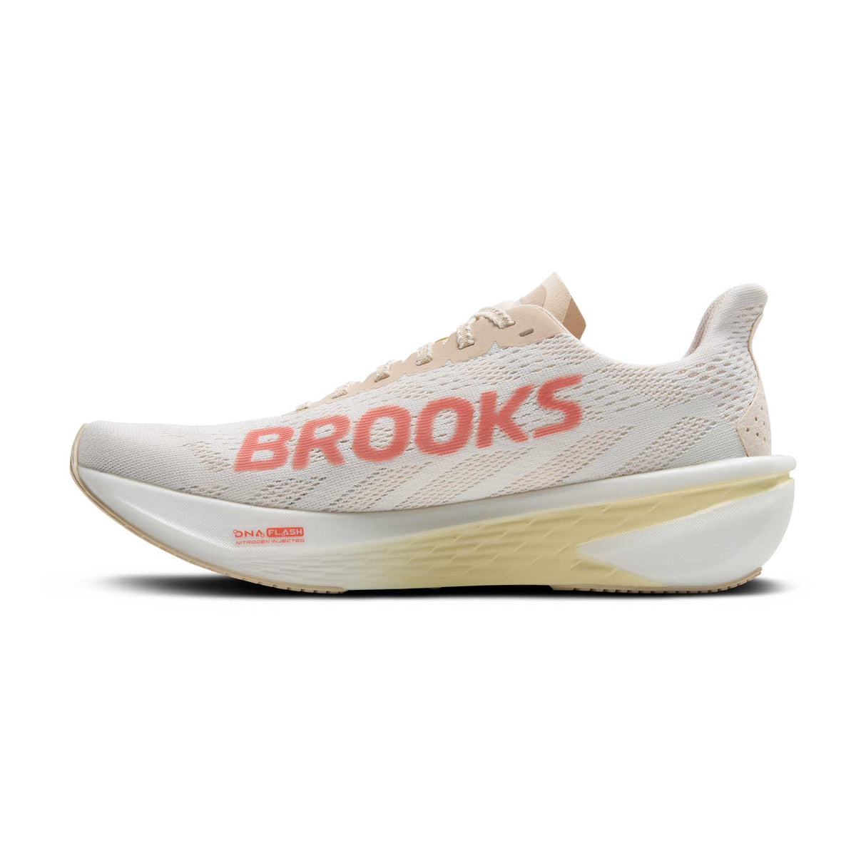 Brooks Hyperion 2 souliers de course à pied femme lateral - White / Peach / Coral