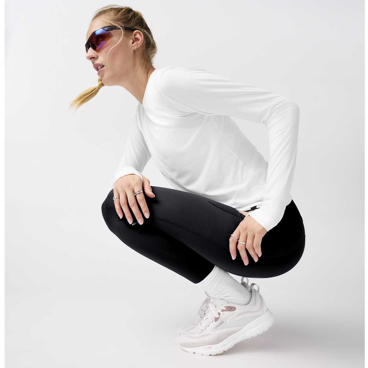 Brooks Luxe chandail de course à manches longues femme - Blanc