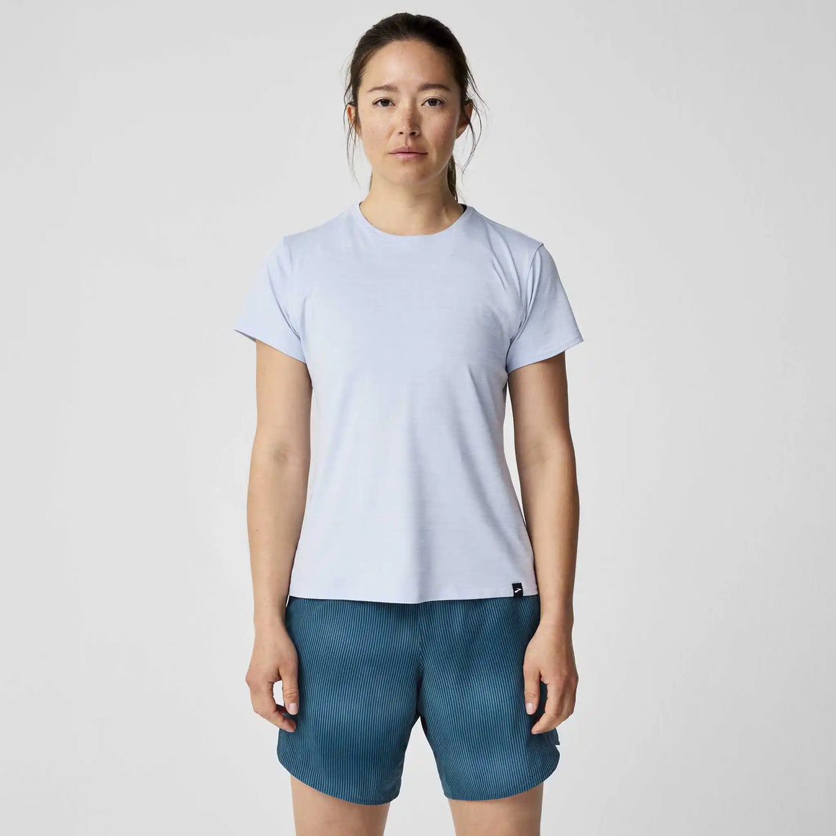 Brooks Luxe T-shirt de course à pied à manches courtes pour femme - Heather Halogen Blue