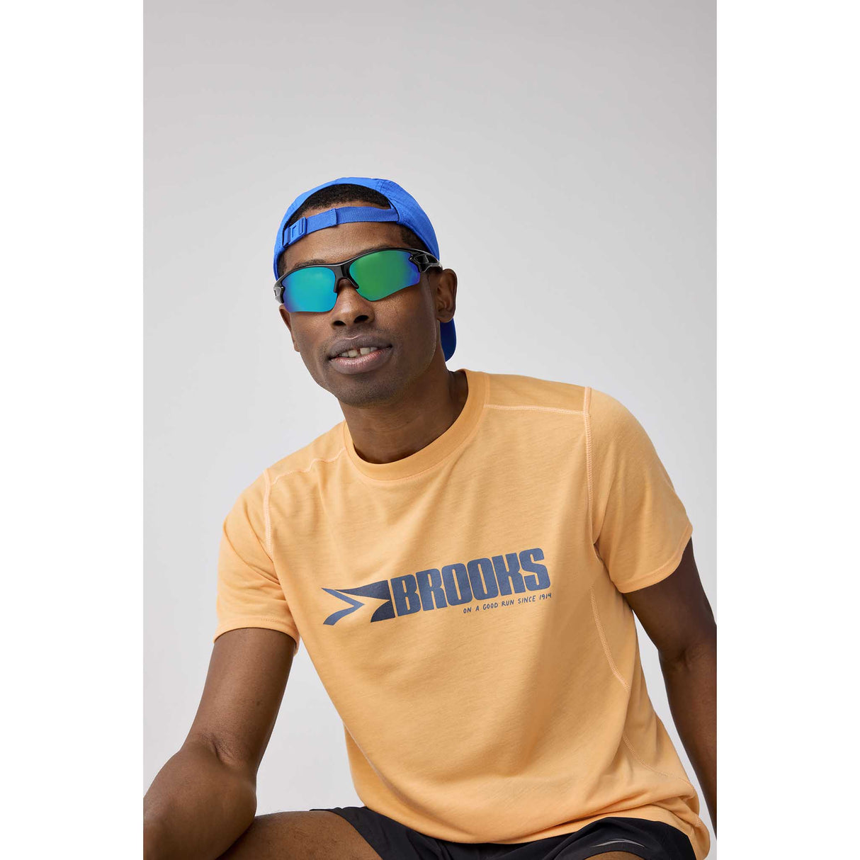 Brooks Distance t-shirt de course à pied à manches courtes 3.0 homme - Chamois / Vantage Logo