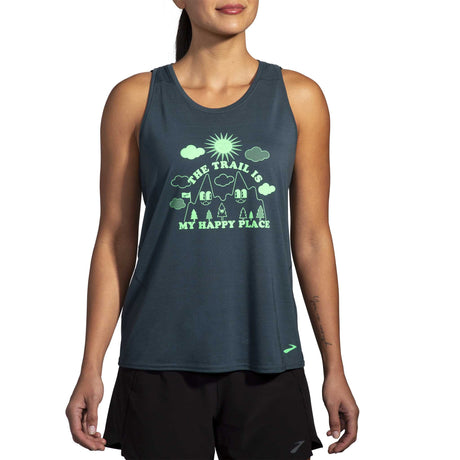 Brooks Distance 3.0 tank top course femme face- Carbon / Happy Place